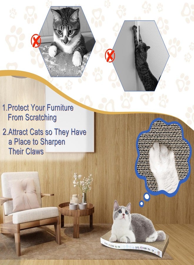 AccEncyc Cat Scratching Board 3 Pack Cat Scratching Pad with Catnip Double-Sided Pad with Premium Scratch Textures Design Curved Cat Scratchers for Indoor Cats to Rest Grind Claws and Play - Image 4
